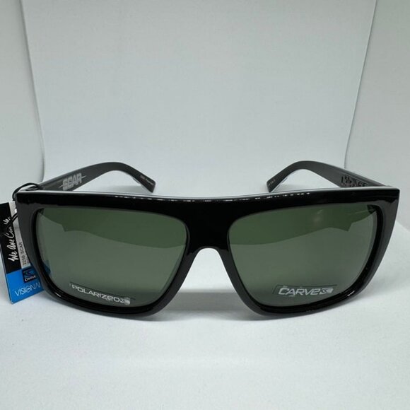 Carve Scar Gloss Black Frame Polarized Sunglasses - Picture 1 of 3